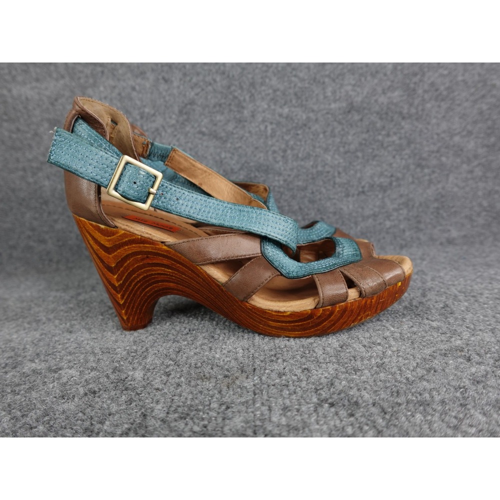 Miz Mooz Petra Soho Retro Mary Jane Blue/Brown Leather Womens Heel Shoes Size 10